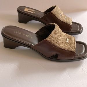 St John’s Bay Leather and Woven Slip On Sandal